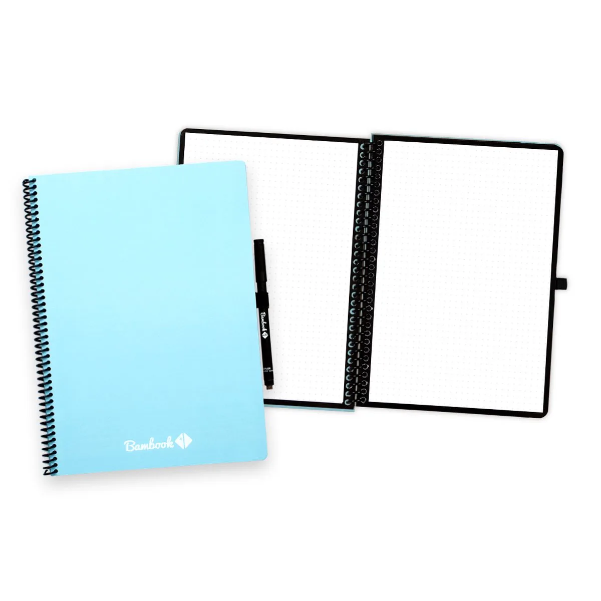 Colourful uitwisbaar notitieboek - A4 - Dotted pagina's - Duurzaam, herbruikbaar whiteboard schrift - Met 1 gratis stift by Bambook in Blue – product photo
