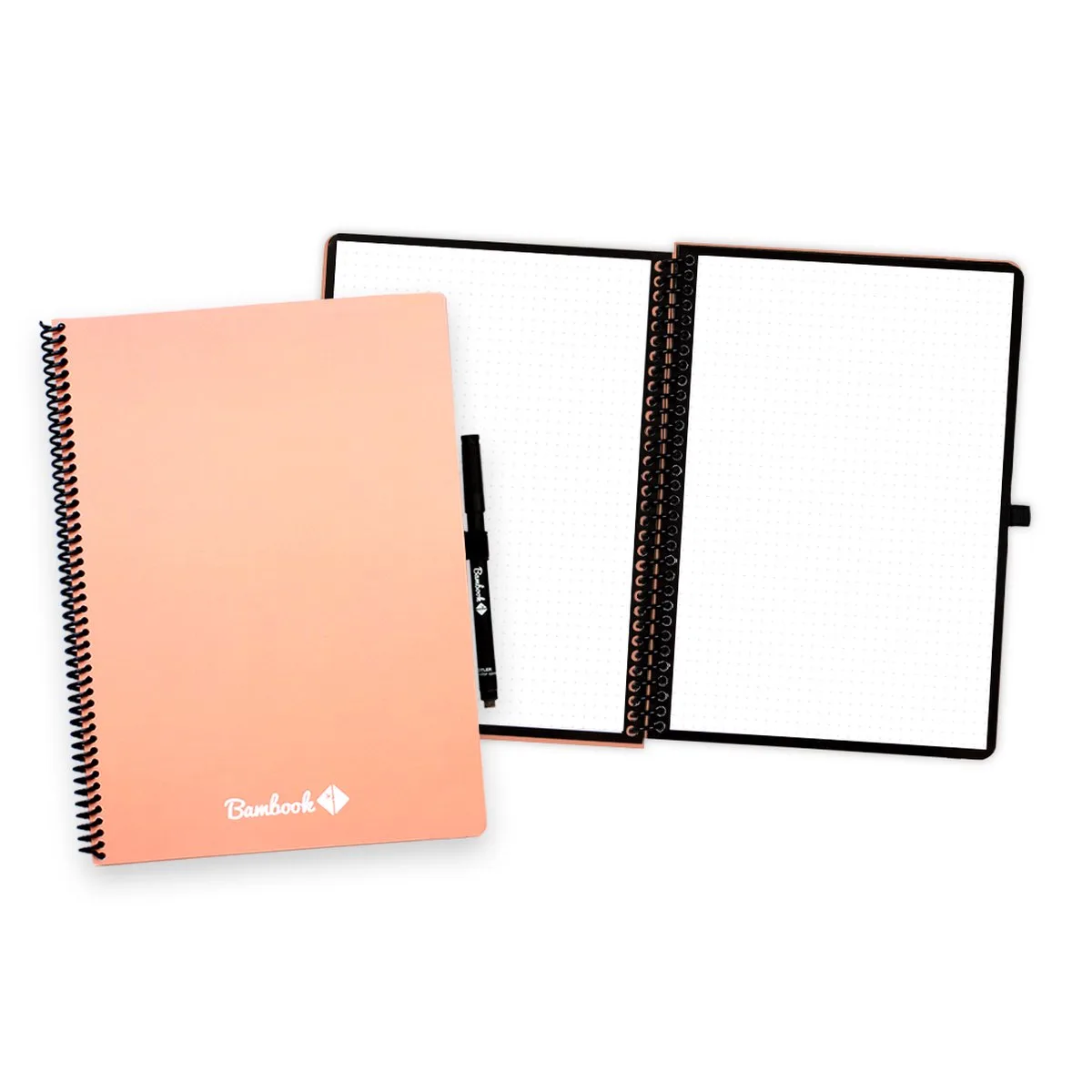 Colourful uitwisbaar notitieboek - A4 - Dotted pagina's - Duurzaam, herbruikbaar whiteboard schrift - Met 1 gratis stift de Bambook en Rose – photo produit
