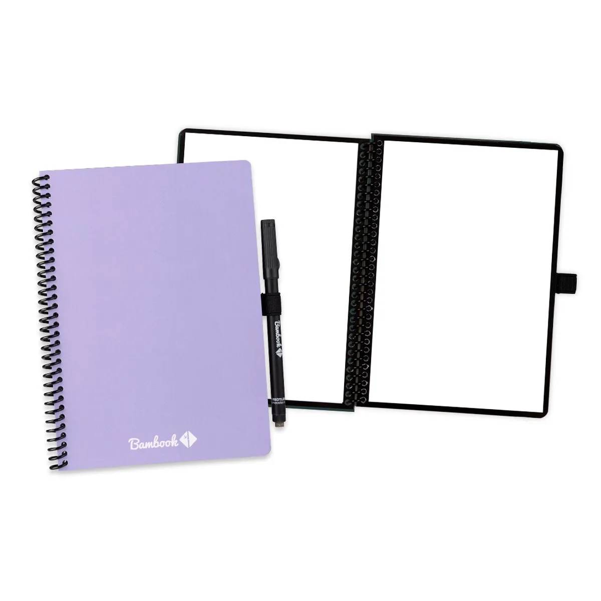 Colourful uitwisbaar notitieboek - A5 - Blanco pagina's - Duurzaam, herbruikbaar whiteboard schrift - Met 1 gratis stift de Bambook en Violet – photo produit