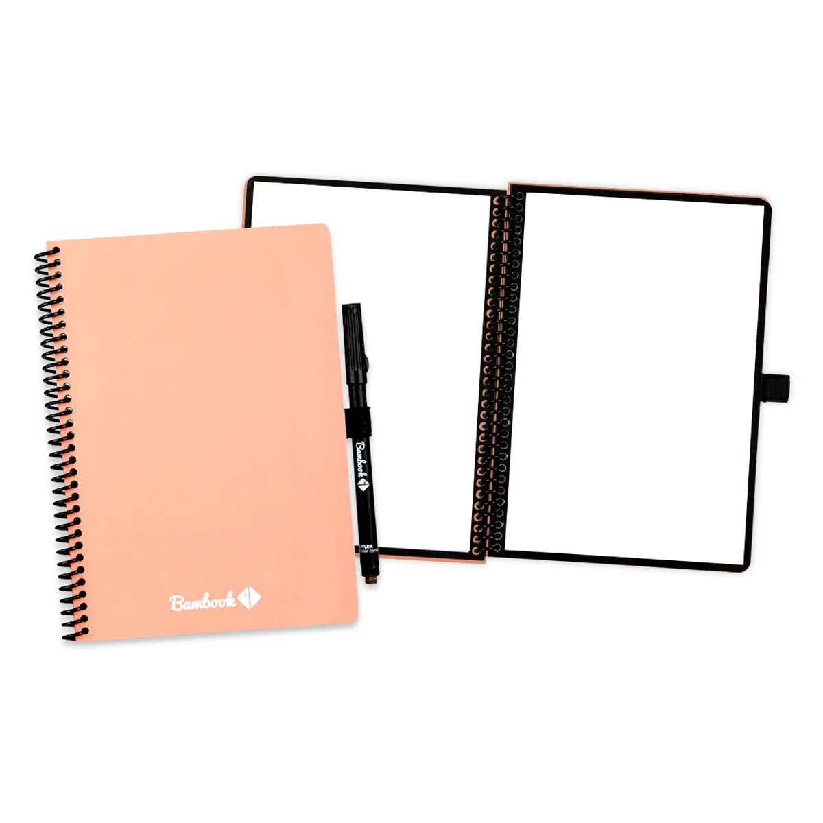 Colourful uitwisbaar notitieboek - A5 - Blanco pagina's - Duurzaam, herbruikbaar whiteboard schrift - Met 1 gratis stift de Bambook en Rose – photo produit