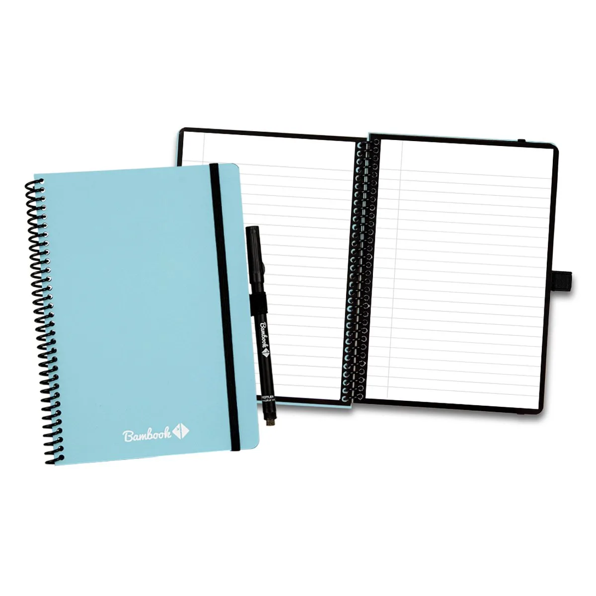 Colourful uitwisbaar notitieboek - A5 - Gelinieerde pagina's - Duurzaam, herbruikbaar whiteboard schrift - Met 1 gratis stift de Bambook en Bleu – photo produit