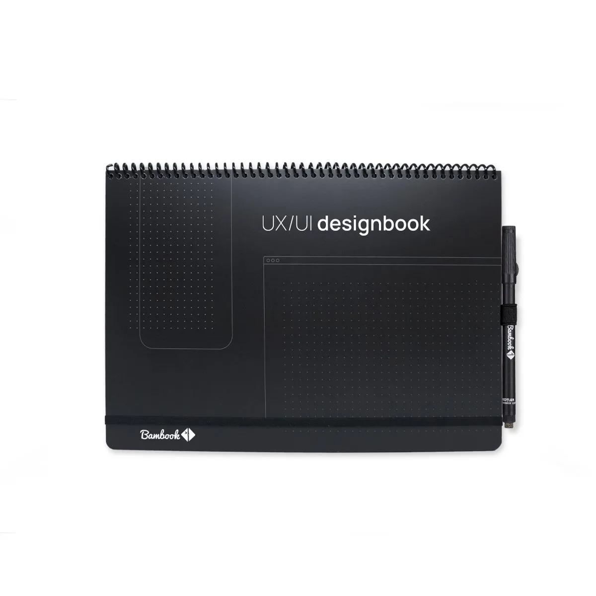 Designbook: uitwisbaar notitieboek voor UX/UI designers - Softcover - A4 - Met 1 gratis stift van Bambook in Zwart – productfoto