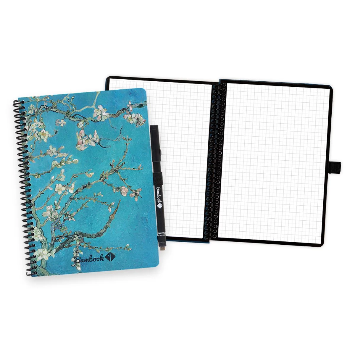 Dutch Masters uitwisbaar notitieboek - Van Gogh - Amandelbloesem - A5 - Geruite pagina's - Duurzaam, herbruikbaar whiteboard schrift - Met 1 gratis stift de Bambook en Amandel bloesem (Van Gogh) – photo produit