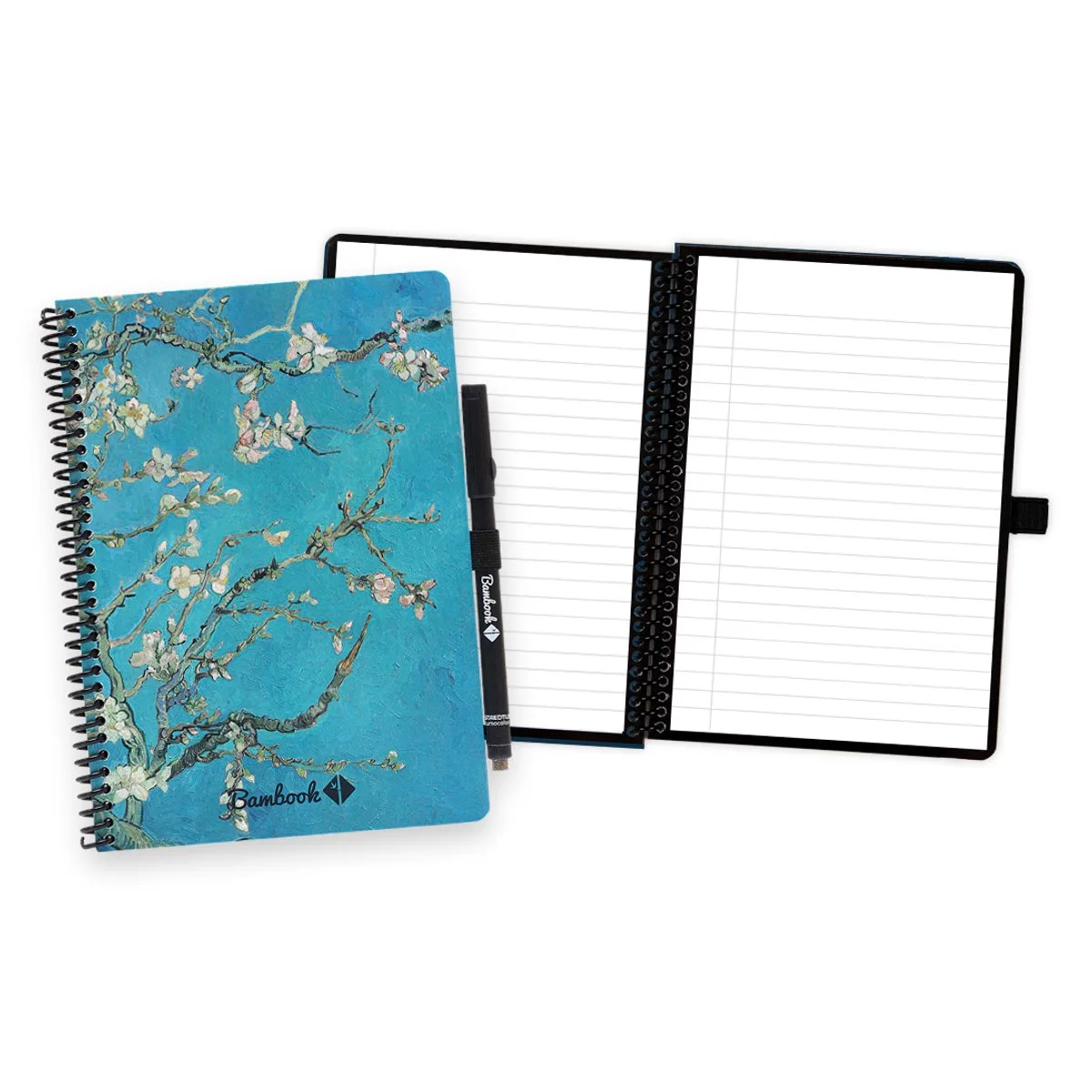Dutch Masters uitwisbaar notitieboek - Van Gogh - Amandelbloesem - A5 - Gelinieerde pagina's - Duurzaam, herbruikbaar whiteboard schrift - Met 1 gratis stift de Bambook en Amandel bloesem (Van Gogh) – photo produit