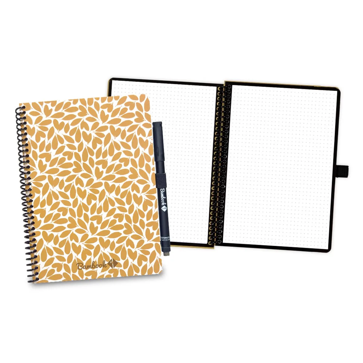 Leaf uitwisbaar notitieboek - A5 - Dotted pagina's - Duurzaam, herbruikbaar whiteboard schrift - Met 1 gratis stift de Bambook en Golden Fields – photo produit