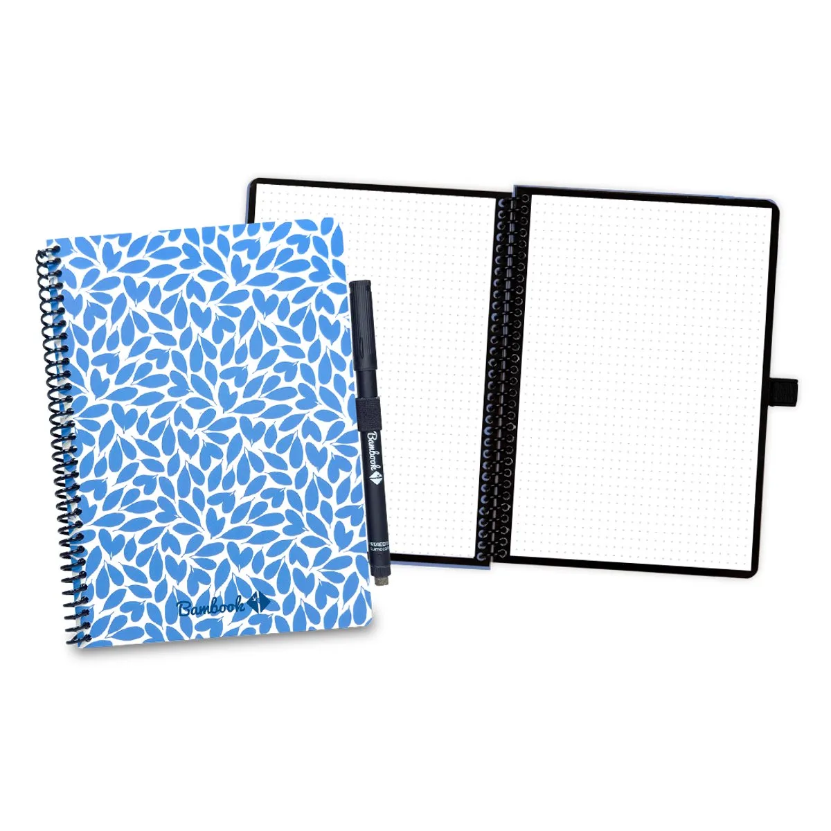 Leaf uitwisbaar notitieboek - Blauw Breeze - A5 - Dotted pagina's - Duurzaam, herbruikbaar whiteboard schrift - Met 1 gratis stift van Bambook in Blue Breeze – productfoto