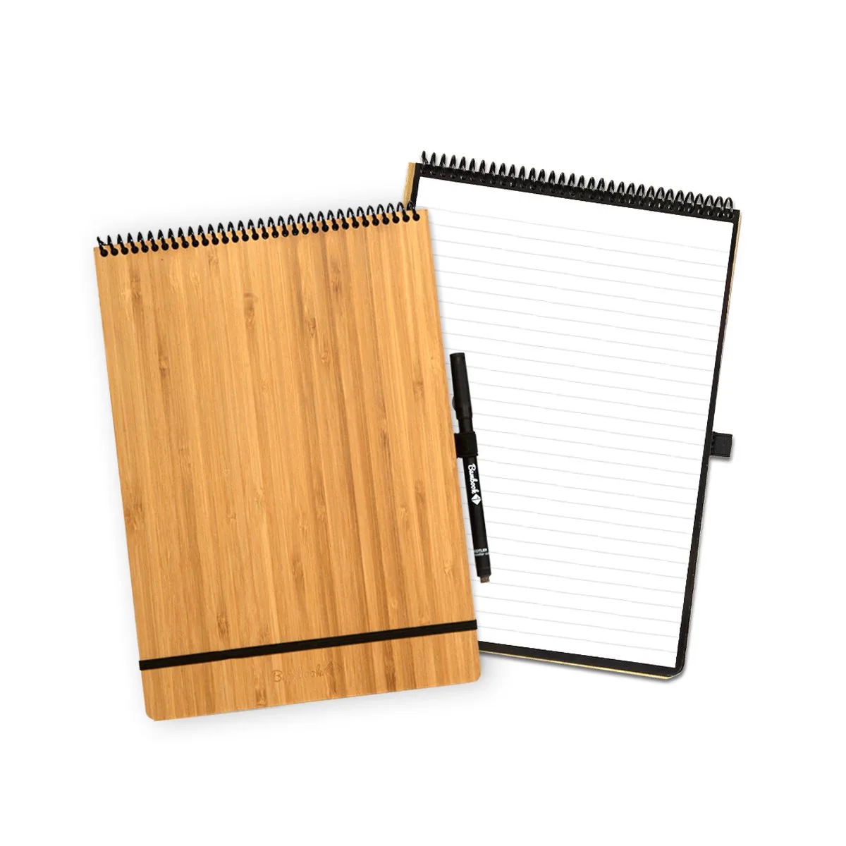 Notepad - Hardcover - A4 - Gelinieerde pagina's - Met 1 gratis stift - Uitwisbaar schrijfblok / herbruikbaar notitieblok / duurzaam kladblok / whiteboard collegeblok van Bambook in Bamboe – productfoto
