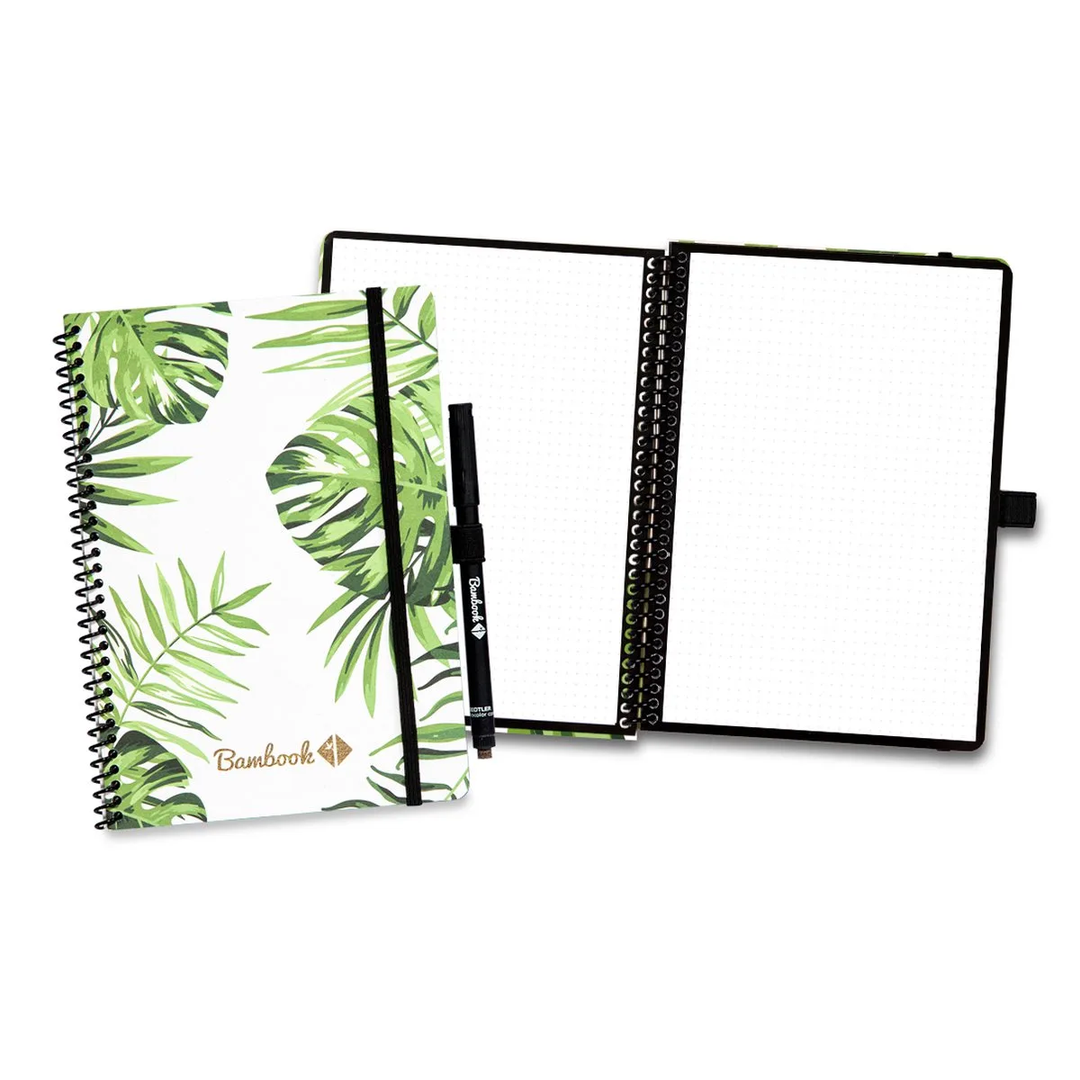 uitwisbaar notitieboek - A5 - Dotted pagina's - Duurzaam, herbruikbaar whiteboard schrift - Met 1 gratis stift från Bambook i Tropical – produktbild
