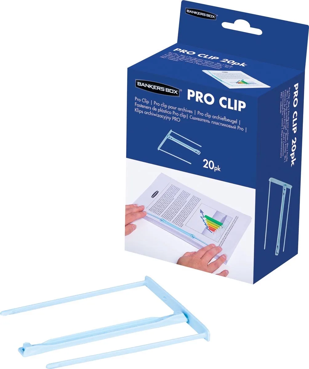archiefbinder Pro Clip - doos van 20 stuks - lichtblauw von Bankers Box in Licht Blauw – Produktfoto