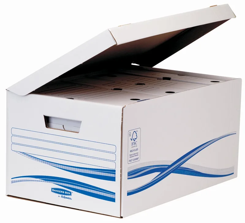 basic, flip top maxi inclusief 6 transfer archiefdozen ft A4 met een rug van 8 cm von Bankers Box – Produktfoto