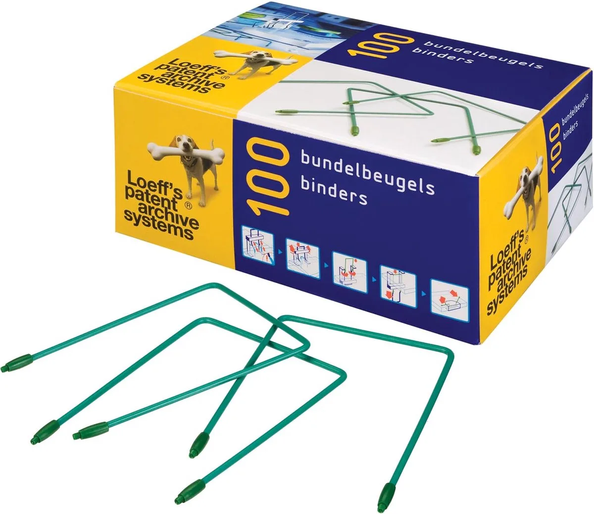 Loeff's Archiefbeugels - Lang 170mm - ICN12 langdurig bewaren - 100 stuks de Bankers Box en Vert – photo produit