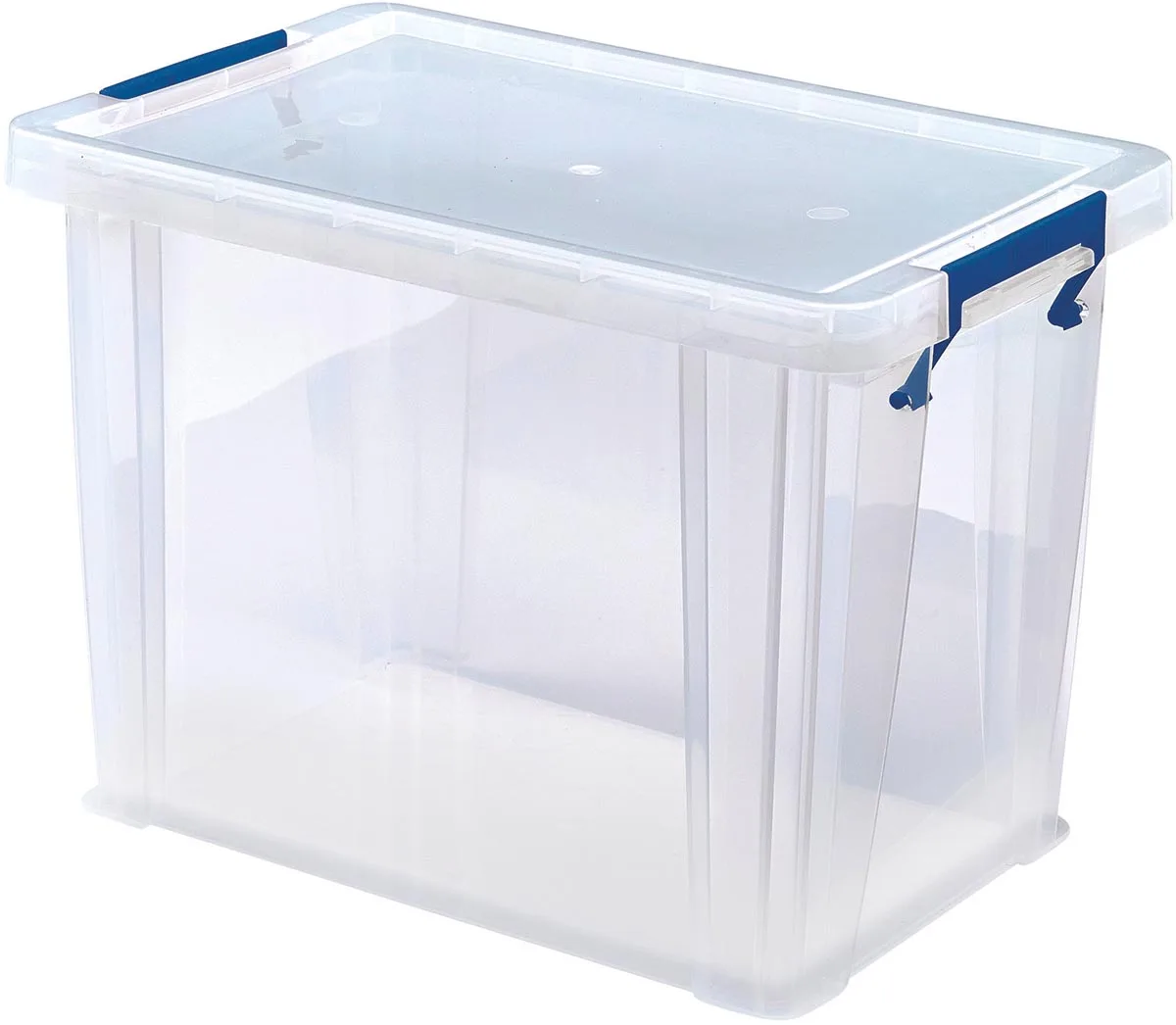 opbergdoos 18,5 liter, transparant met blauwe handvaten, per stuk verpakt in karton de Bankers Box – photo produit