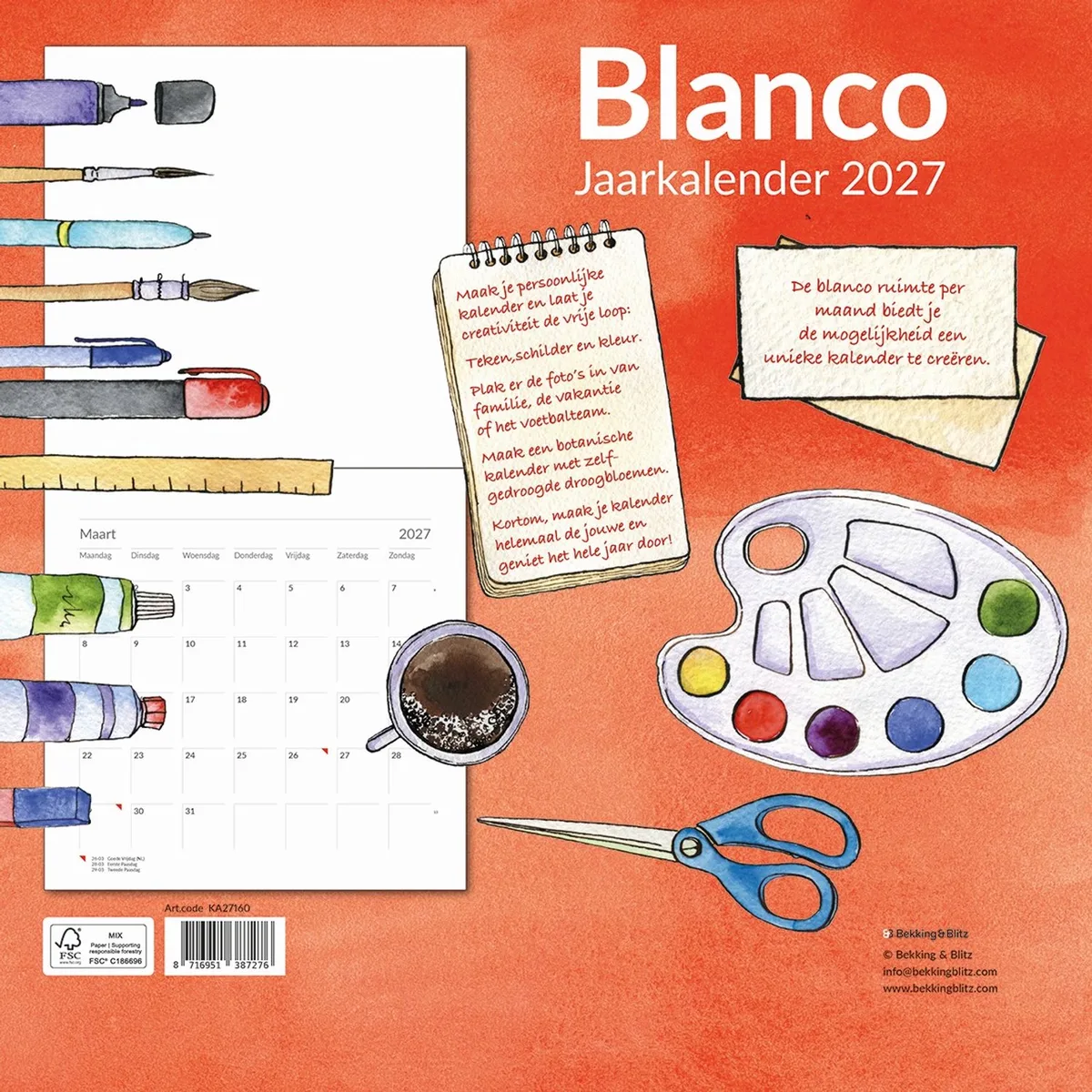 Blanco Kalender 2027 fra Bekking & Blitz i Orange – produktbillede