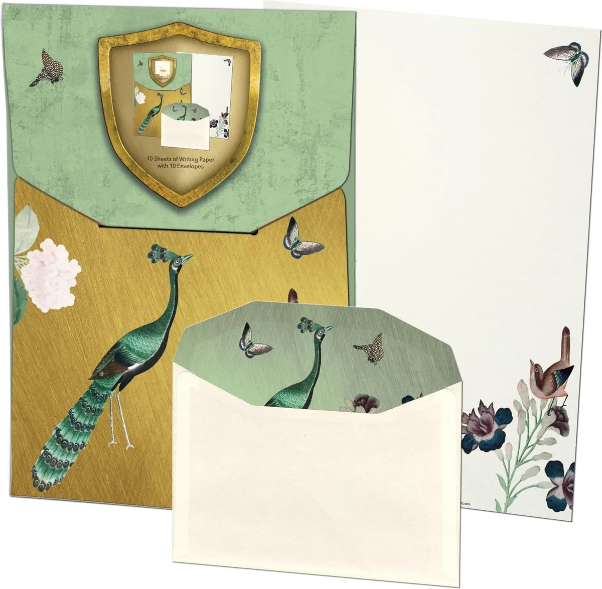Briefpapier met enveloppen - 10 vellen briefpapier - Inclusief enveloppen - Chinees behang papier - Kasteel Heeswijk fra Bekking & Blitz i Flerfarvet – produktbillede