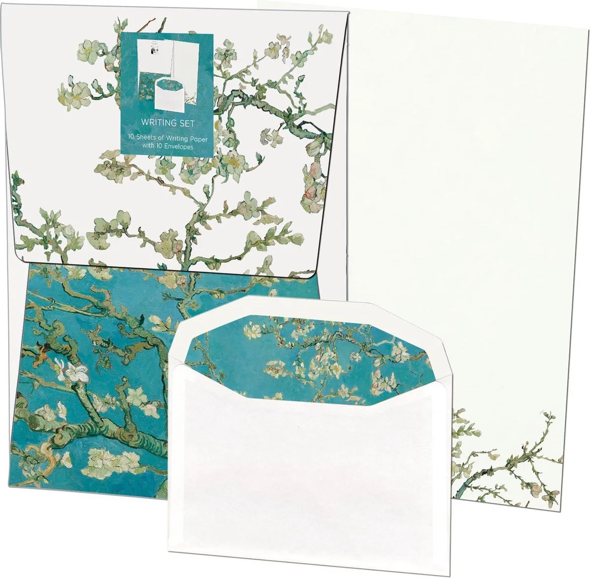 Briefpapier met enveloppen - 10 vellen briefpapier - Inclusief enveloppen - Almond blossom - Amandel bloesem - Vincent van Gogh - Van Gogh Museum Amsterdam från Bekking & Blitz i Flerfärgad – produktbild