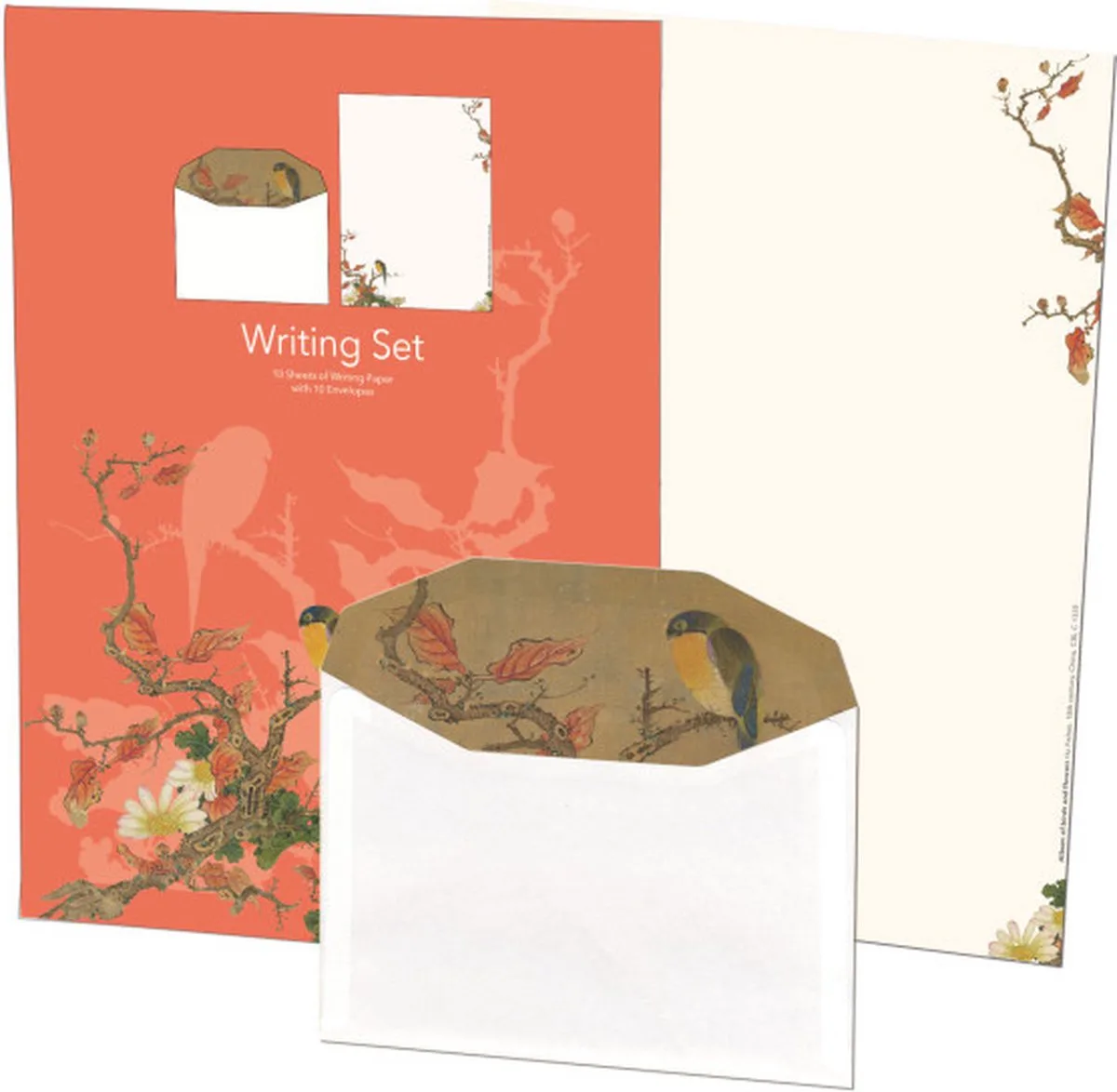 Briefpapier met enveloppen: Album of birds and flowers Hu Feitao, Chester Beatty fra Bekking & Blitz i Rød – produktbillede
