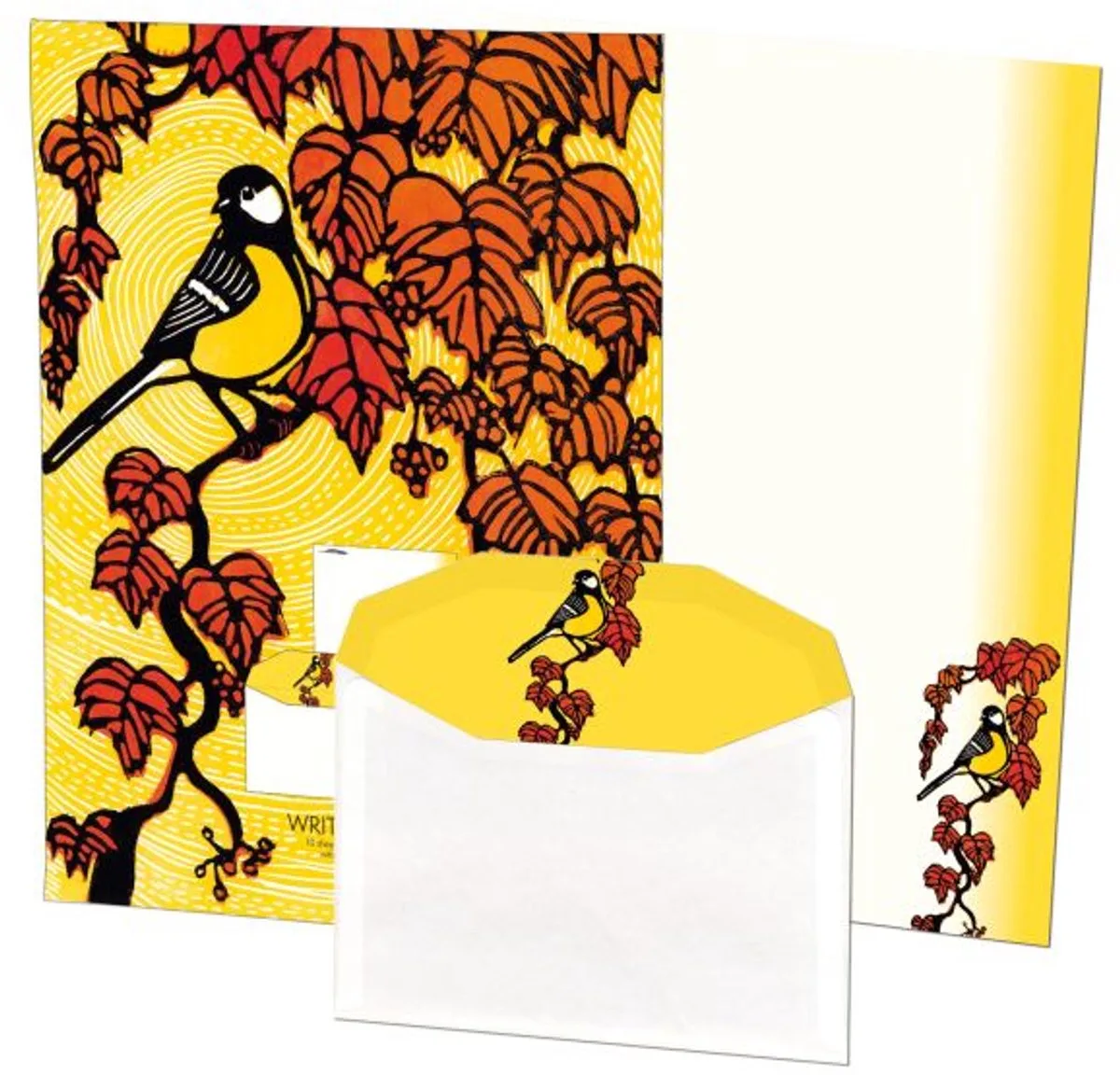 Briefpapier met enveloppen: Dit gaat nooit voorbij, Koolmees, Octavie Wolters de Bekking & Blitz en Jaune – photo produit