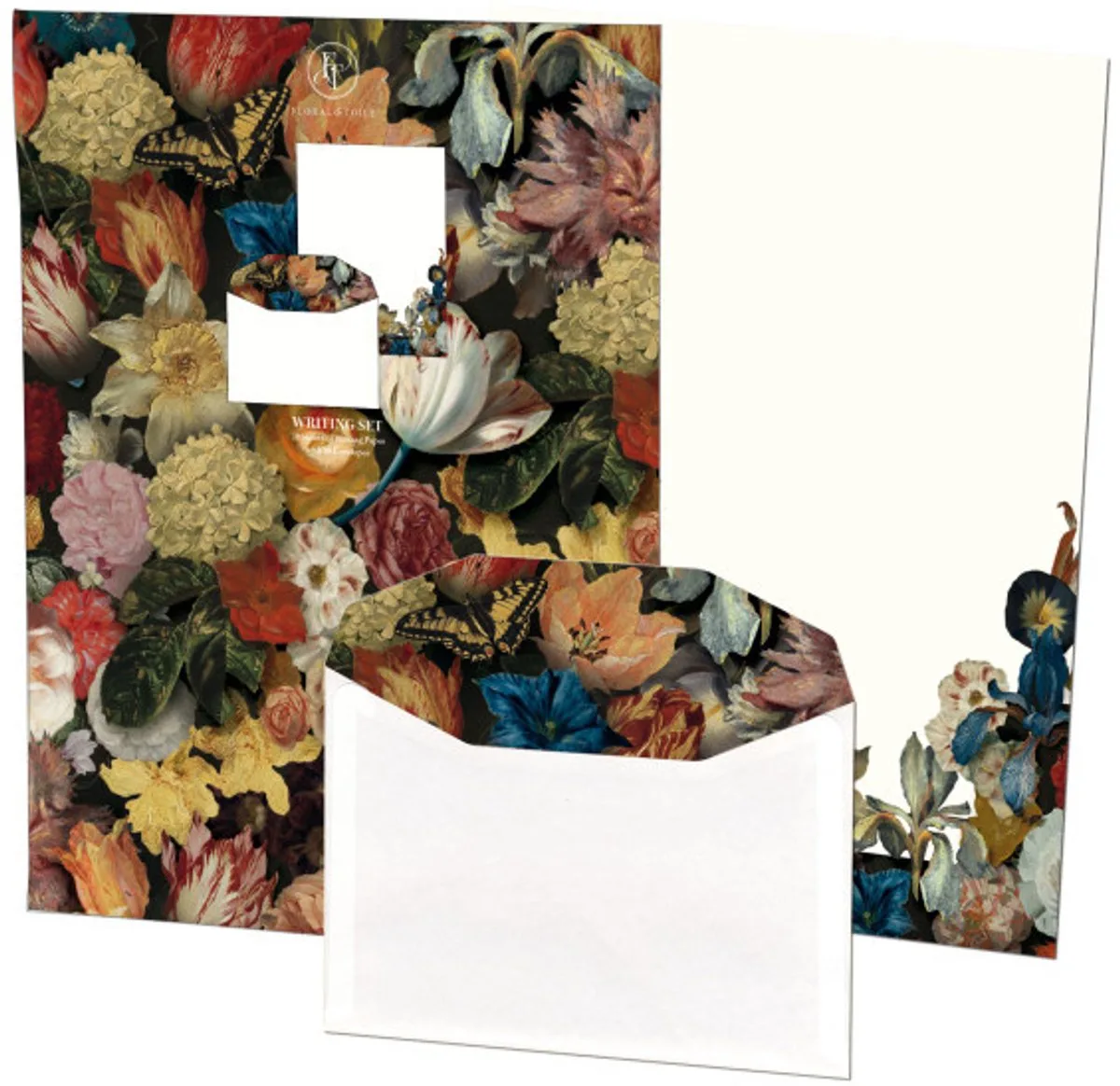 Briefpapier met enveloppen: Floral & Toile, The Fitzwilliam Museum från Bekking & Blitz i Flerfärgad – produktbild