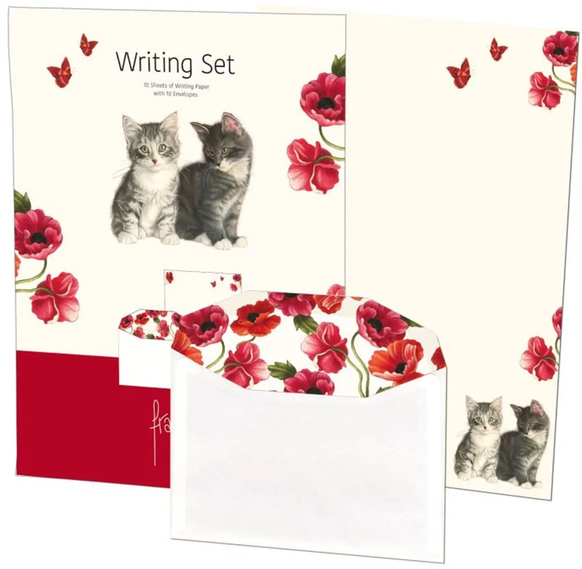 Briefpapier met enveloppen: Franciens Kittens & Poppies fra Bekking & Blitz i Flerfarvet – produktbillede
