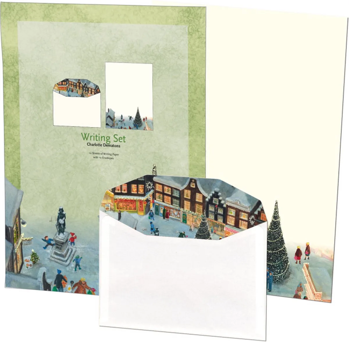 Briefpapier met enveloppen: Kerstboom, Charlotte Dematons fra Bekking & Blitz i Flerfarvet – produktbillede