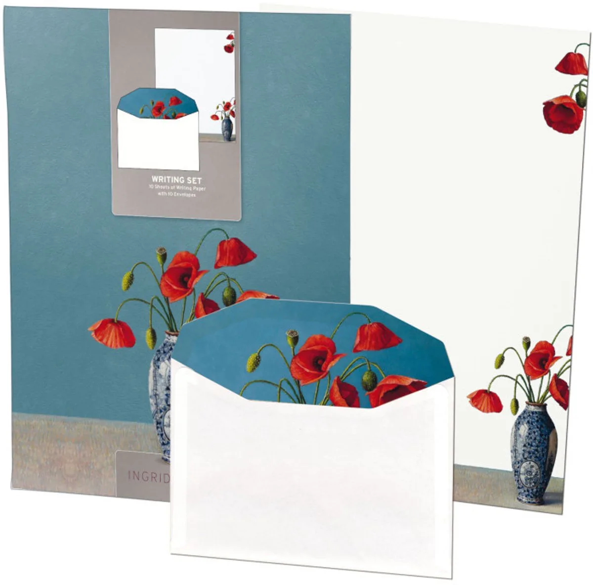 Briefpapier met enveloppen: Klaprozen, Ingrid Smuling från Bekking & Blitz i Flerfärgad – produktbild
