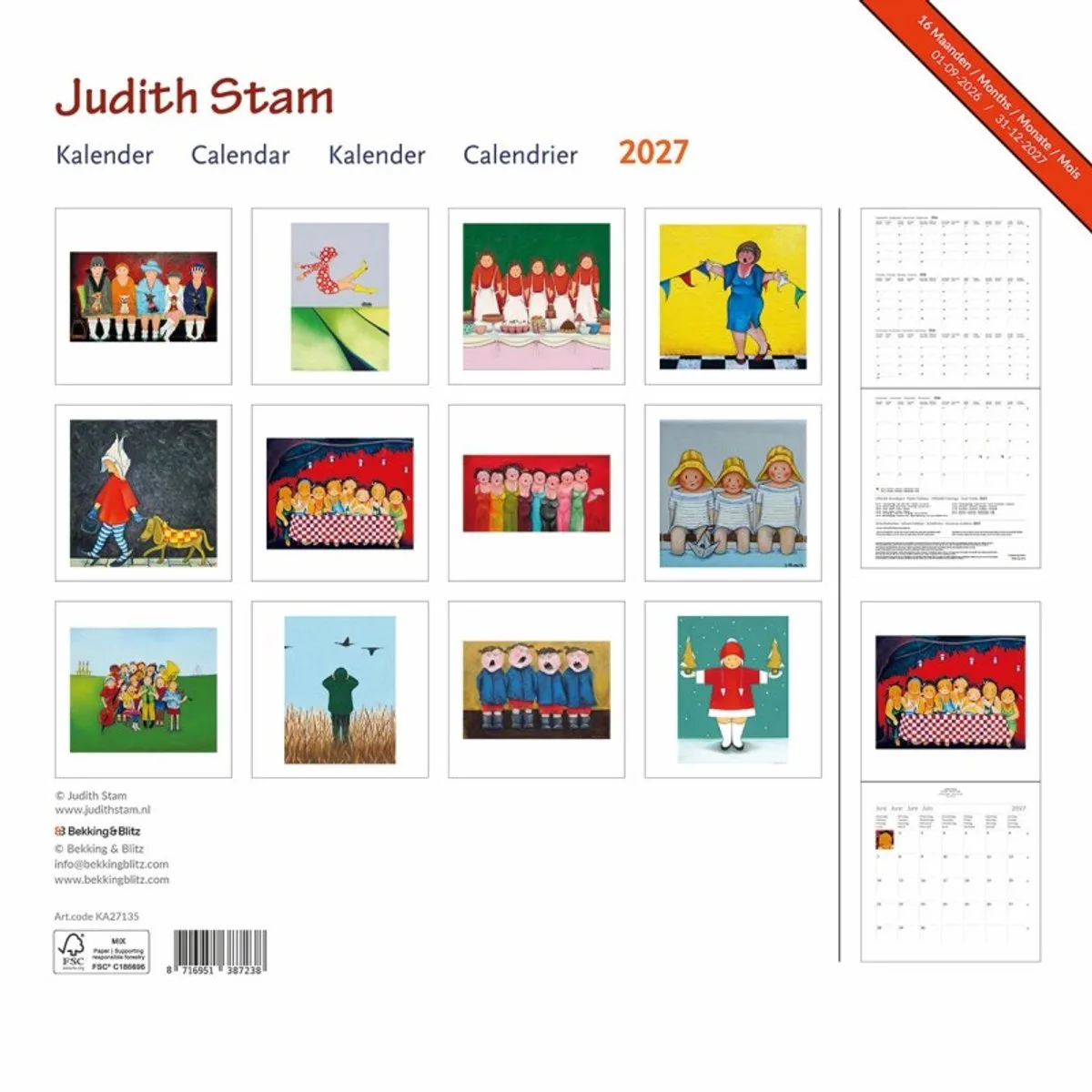 Judith Stam Kalender 2027 fra Bekking & Blitz i Brun – produktbillede