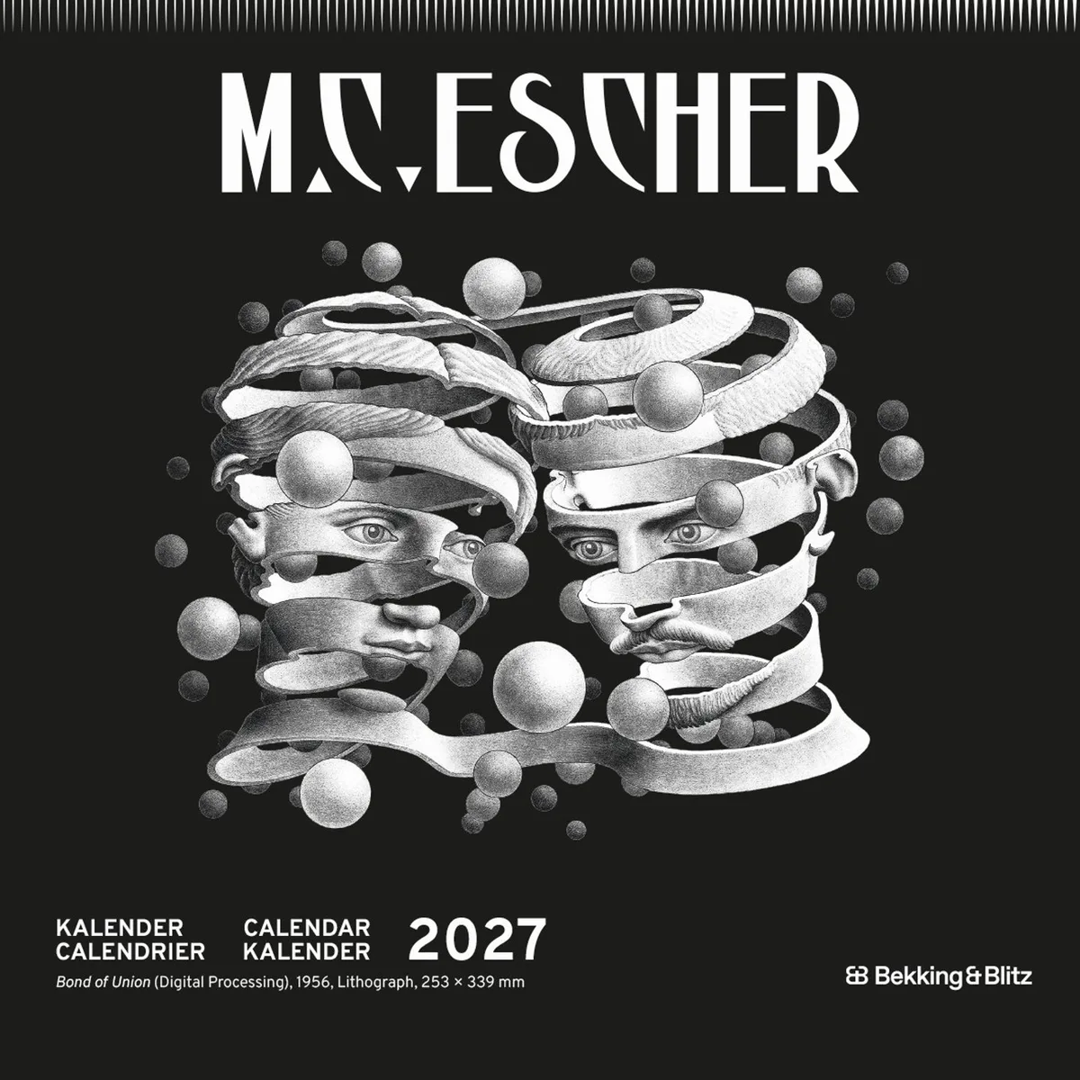 M. C. Escher Mini Kalender 2027 fra Bekking & Blitz i Sort – produktbillede