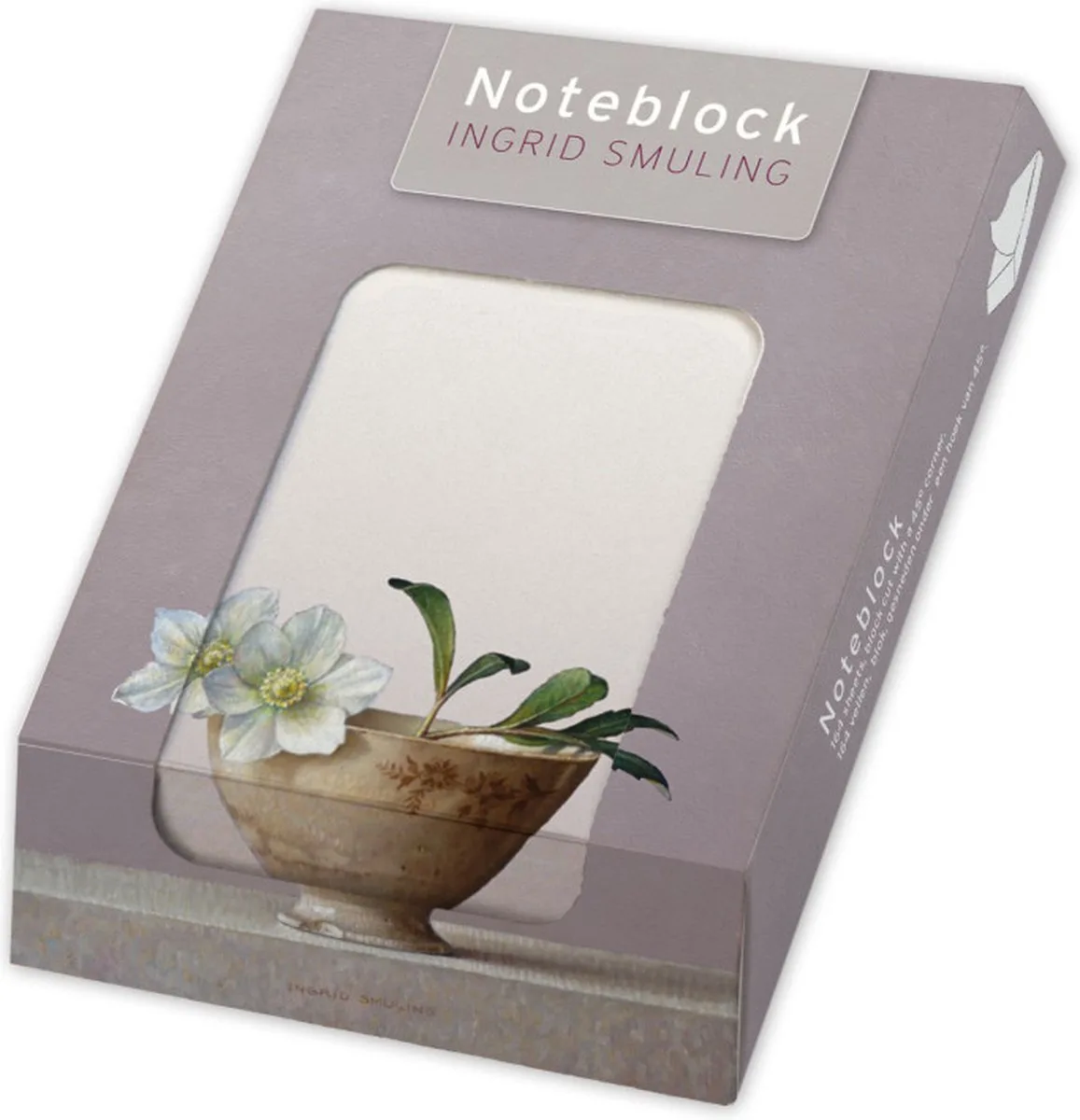 Memo blocnote: Helleborus in bruine kom, Ingrid Smuling från Bekking & Blitz i Grå – produktbild