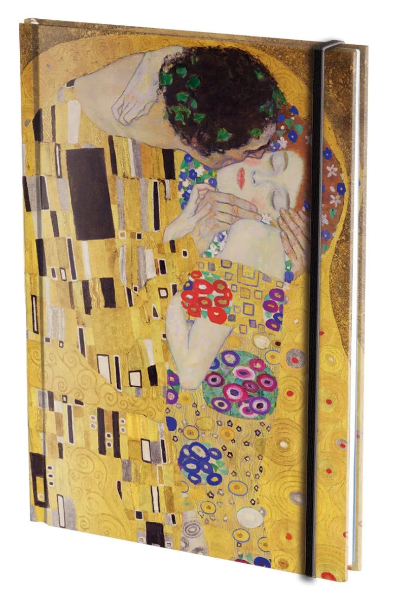 Notitieboek A5, harde kaft: The Kiss, Gustav Klimt fra Bekking & Blitz i Gul – produktbillede