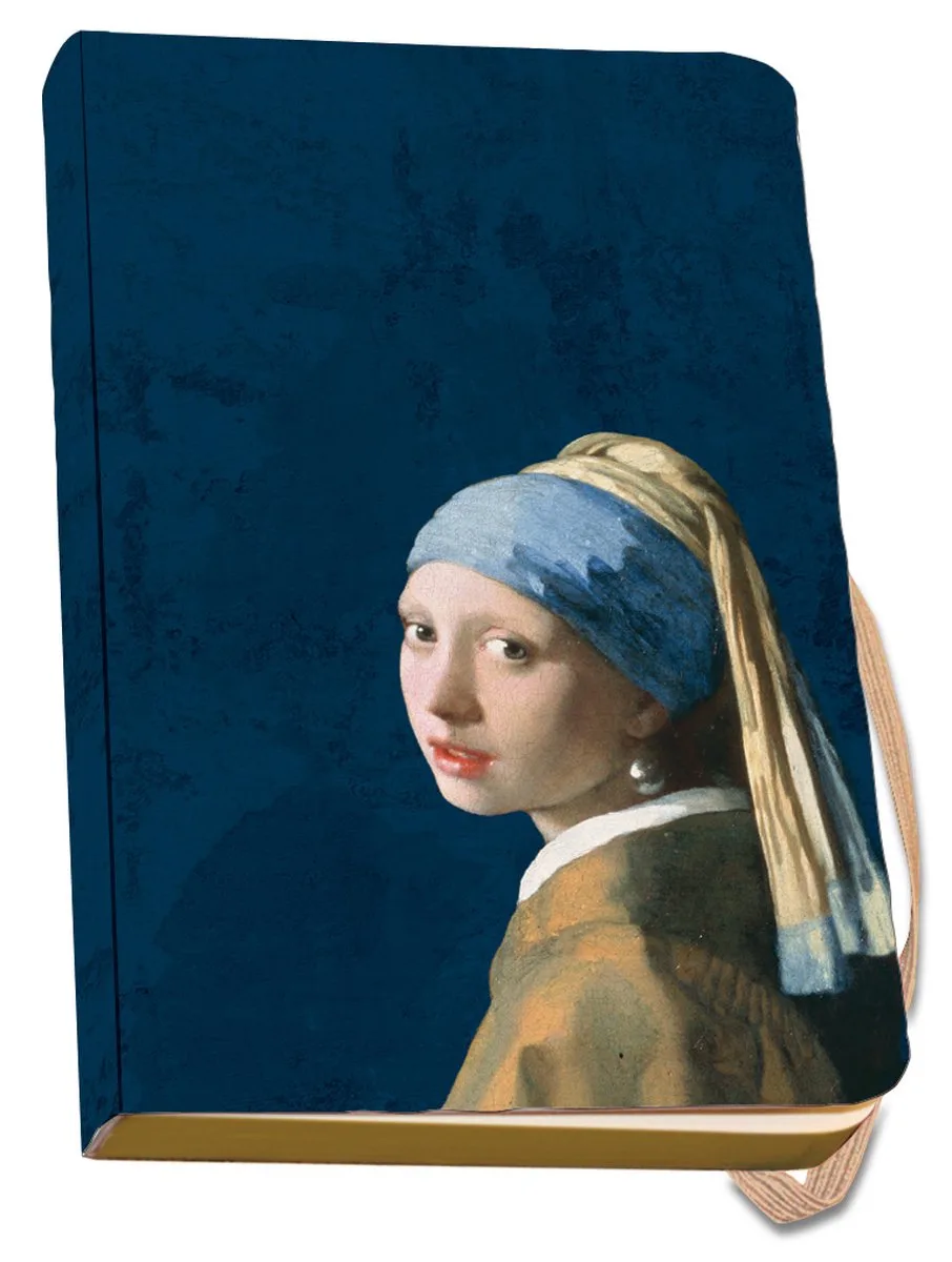 Notitieboek A6 - Luxe uitvoering - 2-zijdig gelinieerd - Opbergvak achterin - Elastieken band als sluiting - Kunst - Zachte kaft - Meisje met de parel - Girl with the Pearl Earring - Johannes Vermeer - Mauritshuis Den Haag från Bekking & Blitz i Flerfärgad – produktbild