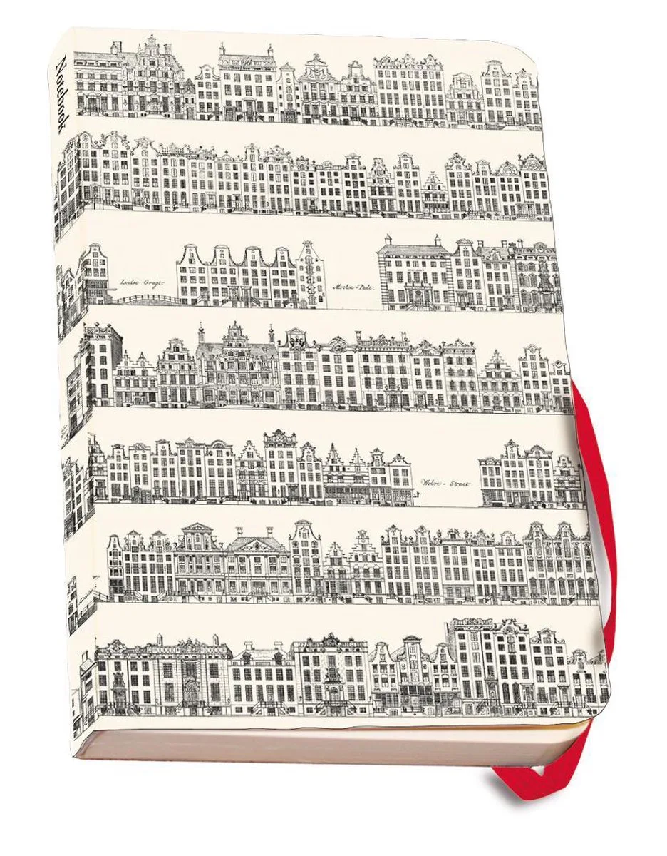 Notitieboek A6 - Luxe uitvoering - Kunst - Grafische kunst - Museum kunst - Zachte kaft - Grachtenpandjes - Caspar Philips Jacobszoon - Collectie Rijksmuseum Amsterdam från Bekking & Blitz i Flerfärgad – produktbild