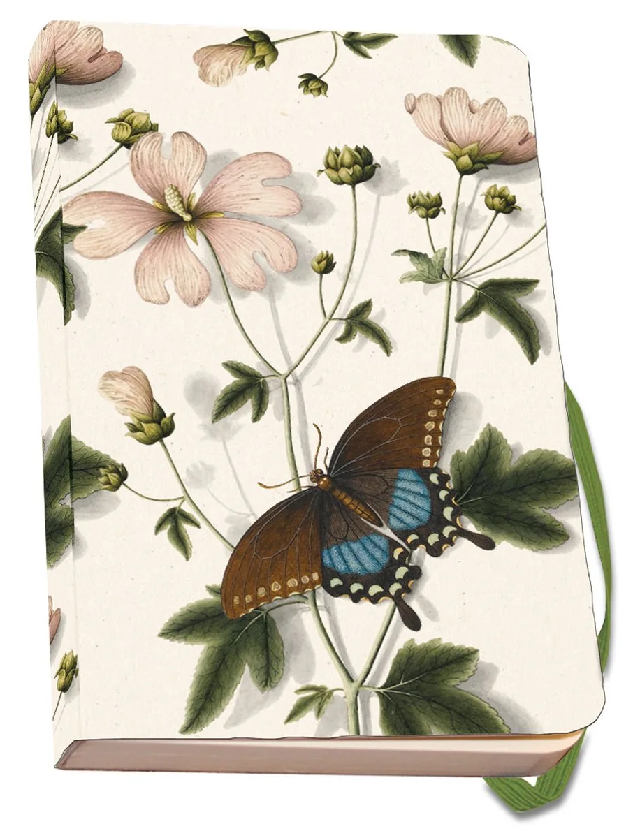 Notitieboek A6 - Luxe uitvoering - Kunst - Zachte kaft – Bloemen - Vlinder - Marsh-mallow and a Papilio troilus - Von Plenck - The Fitzwilliam Museum Cambridge - Uniek design från Bekking & Blitz i Flerfärgad – produktbild