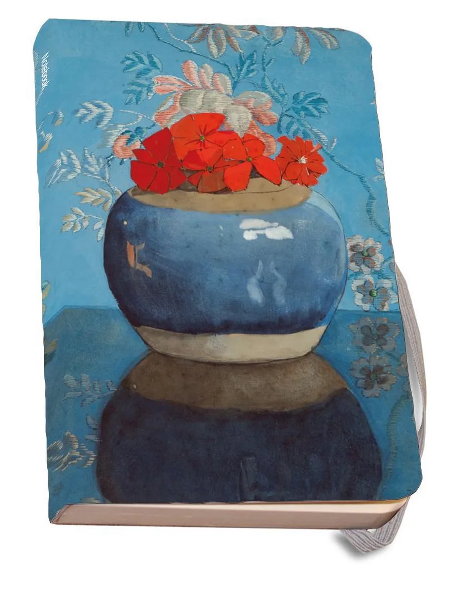Notitieboek A6, zachte kaft: Rode geraniums in blauwe pot, Voerman, de Fundatie von Bekking & Blitz in Mehrfarbig – Produktfoto