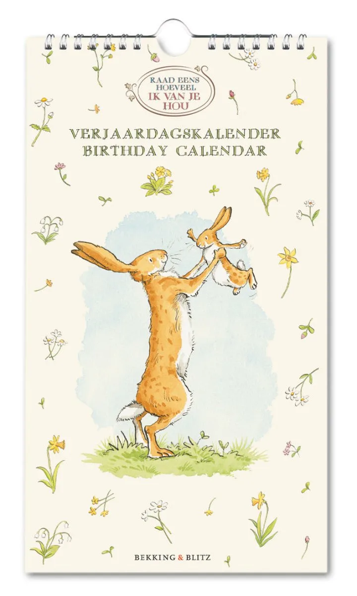 Verjaardagskalender – Kunstkalender – Raad een hoeveel ik van je hou – dieren – Konijnen - Guess How Much i Love You - Sam McBratney - Anita Jeram de Bekking & Blitz en Multicolore – photo produit