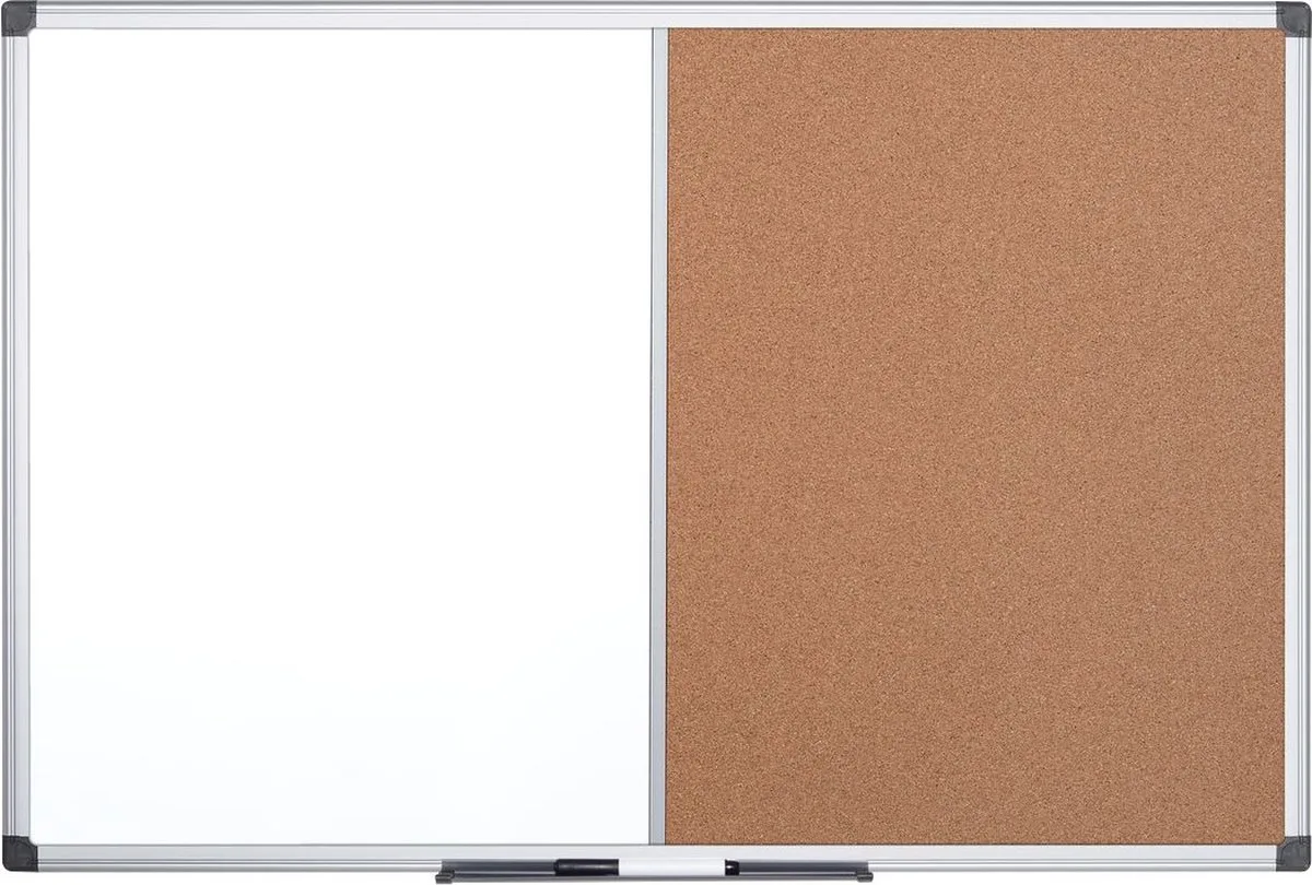 Combibord MAYA, gecombineerd prikbord en whiteboard Kurk of vilt, div. afmetingen von Bi-Office in Schwarz – Produktfoto