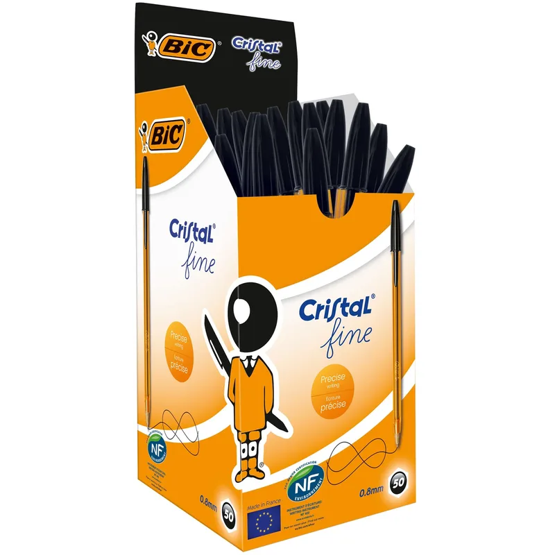 Balpen bic cristal f zwart | 50 stuks by BIC – product photo
