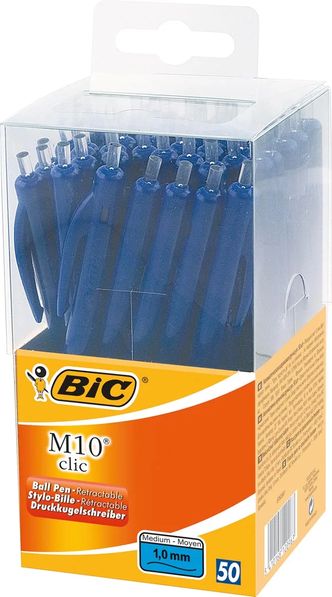 balpen M10 Clic, doos met 50 stuks, blauw de BIC – photo produit