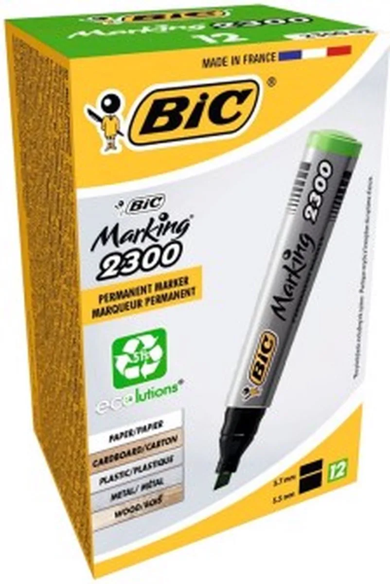 Bic 2300 Permanent Marker, Afgeschuinde Punt, 1 stuk van BIC in Groen – productfoto
