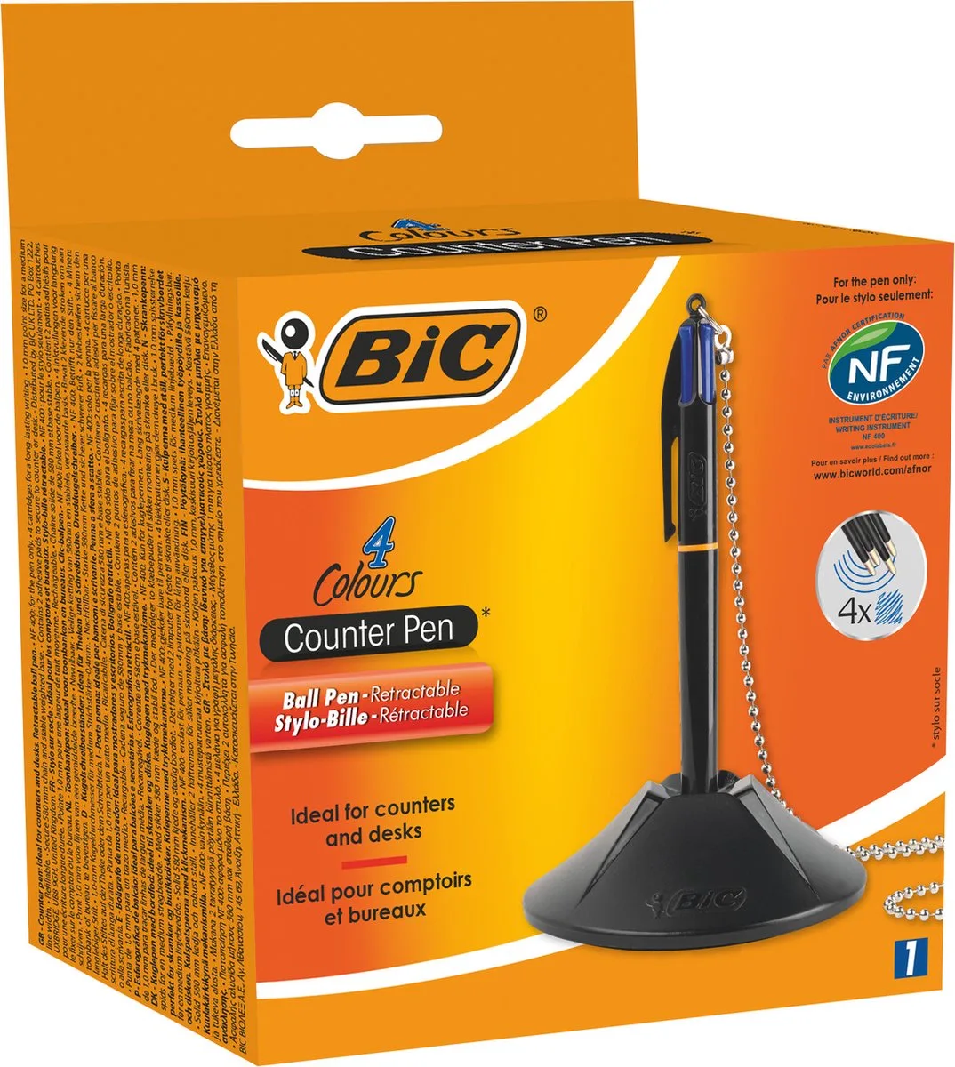BIC 4 Colours Counter Pen - Balpen met Kliksysteem - Doos van 1 Stuk - Medium Punt 1 mm van BIC in Zwart – productfoto