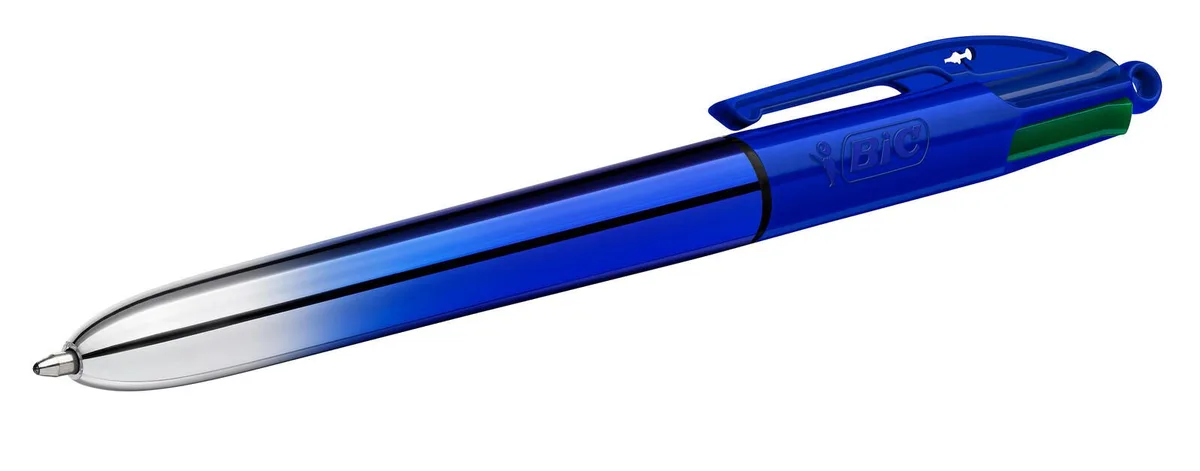 BIC® 4-Farben-Kugelschreiber Gradient metallic blau, Schreibfarbe: schwarz, blau, rot, grün by BIC – product photo