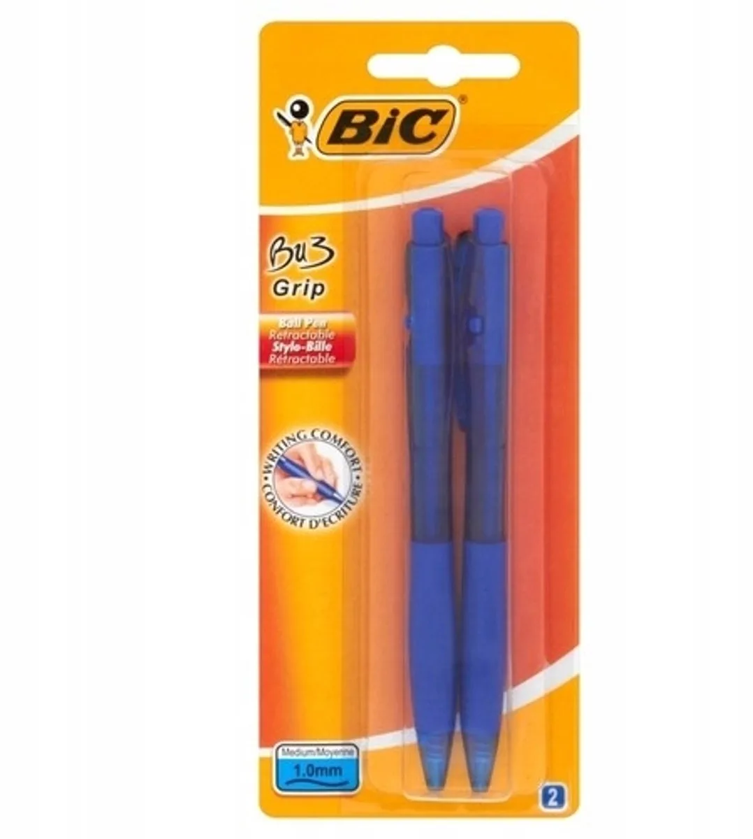 BU 3 Grip Blauwe Balpen - 2 Stuks fra BIC i Blå – produktbillede