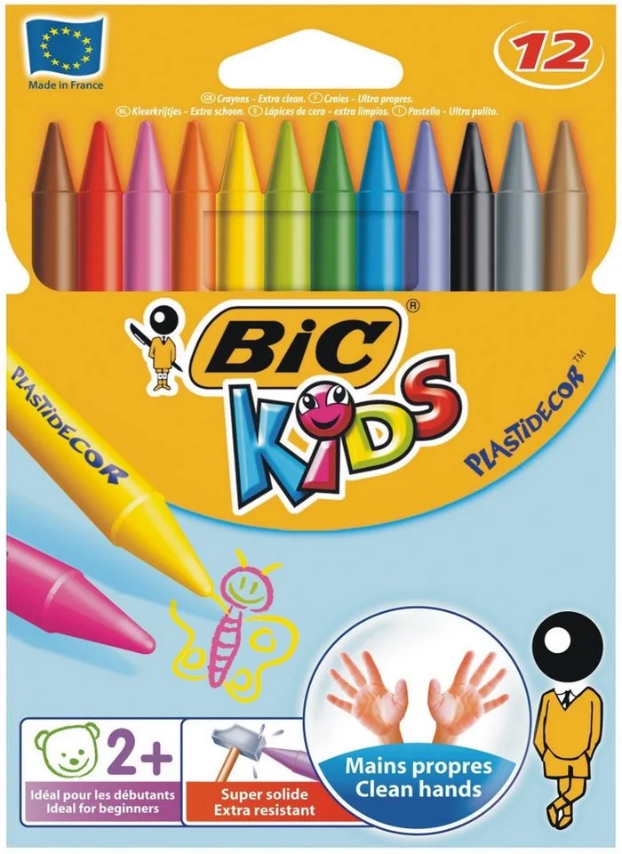 Buntstift Wachsmalkreiden Plastidecor sortiert VE=12 Stück van BIC – productfoto
