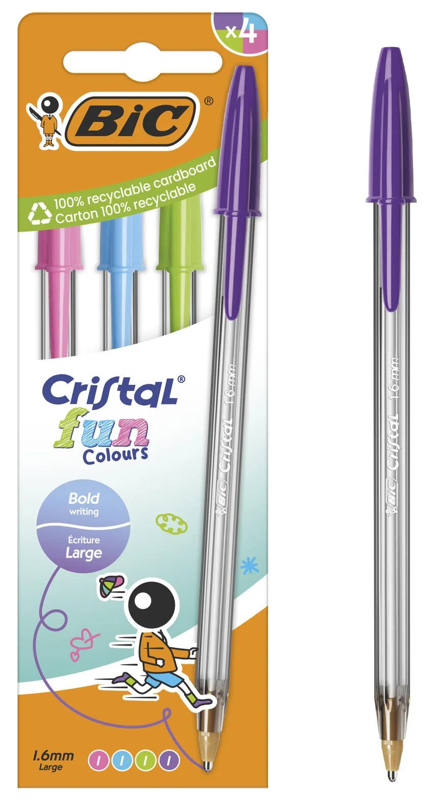 Cristal Fun Kugelschreiber transparent 0.6 mm Schreibfarbe: Mehrfarbig från BIC – produktbild