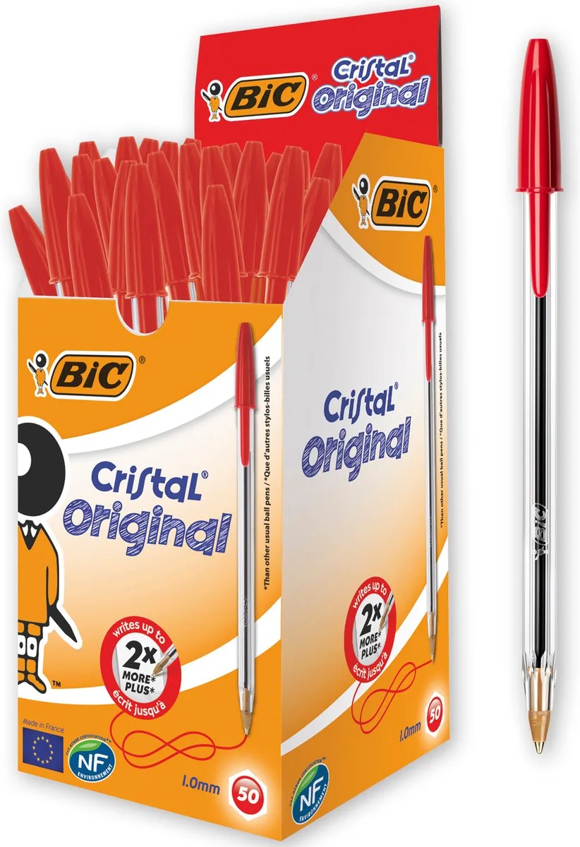 Cristal Original Balpennen - Doos van 50 Stuks - Medium Punt 1 mm by BIC in Red – product photo