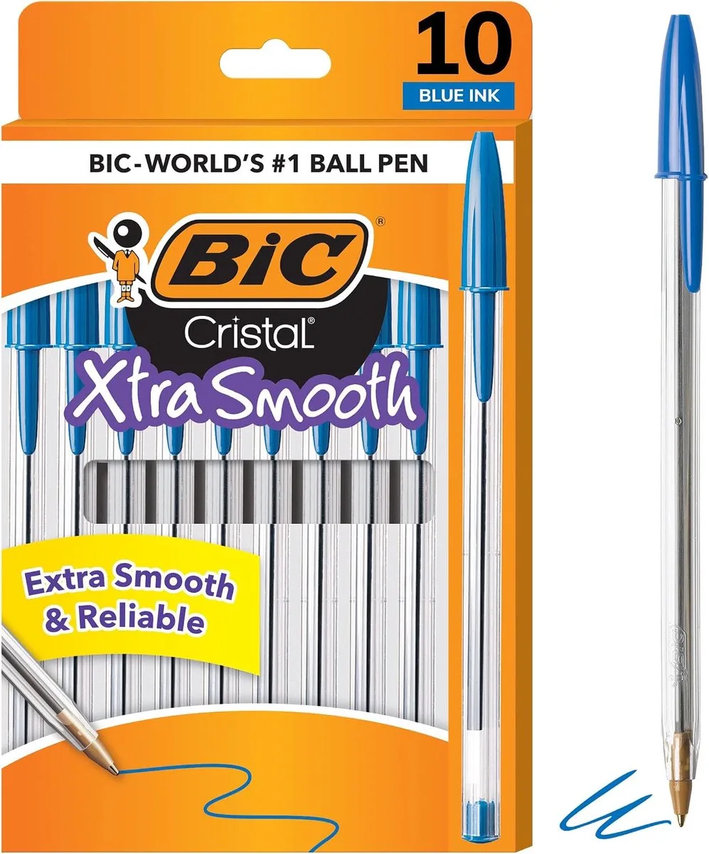 Cristal Xtra Smooth Balpennen - 1,0 mm - 10 stuks de BIC en Bleu – photo produit