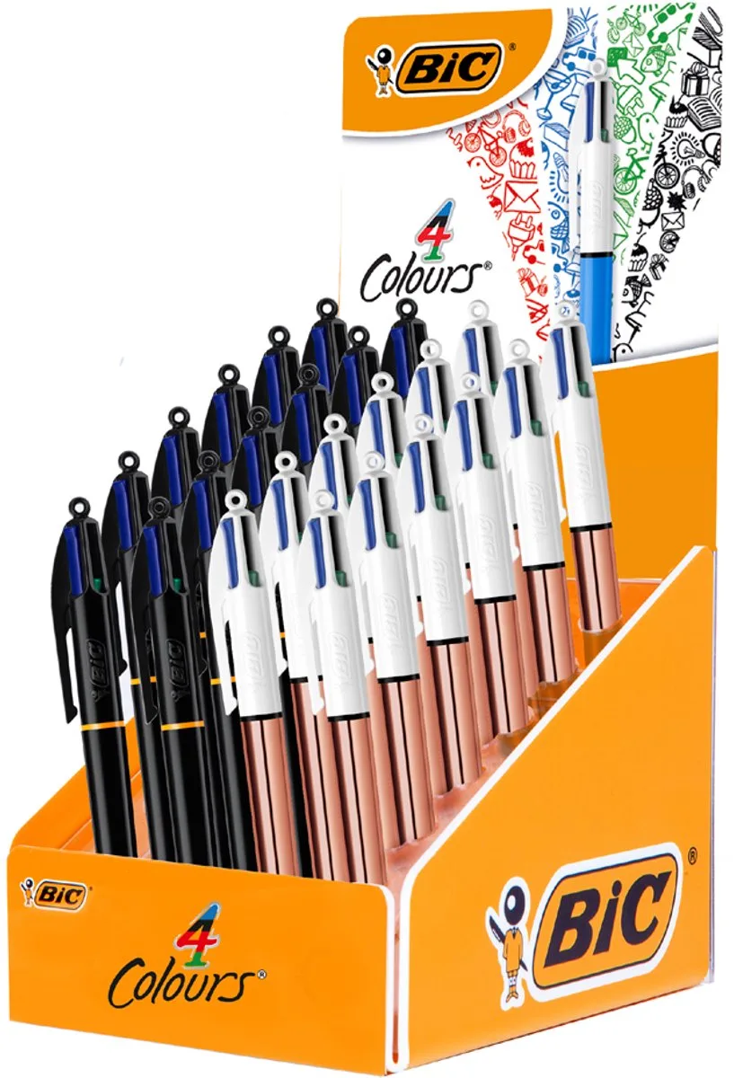 drukbalpen 4 Colours, 24 stuks display von BIC in Assorti – Produktfoto