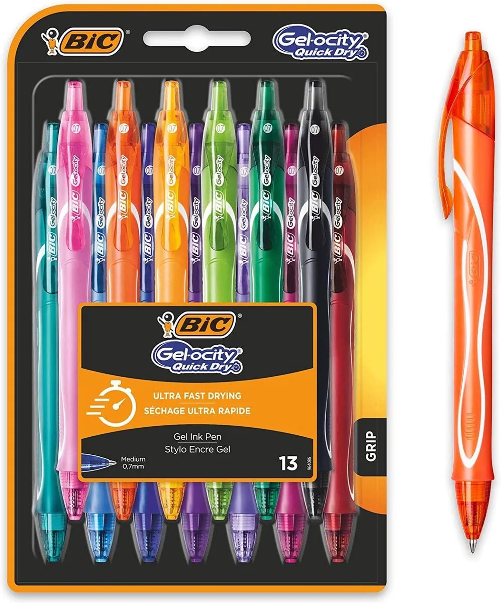 Gel-ocity - Gelpen - Sneldrogend - Pennen - Verschillende Kleuren - Pen - 13 Stuks de BIC en Orange – photo produit