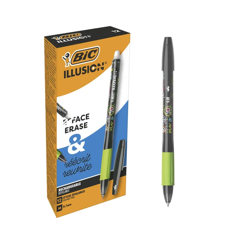 Gelschrijver bic gelocity illusion m zwart | 12 stuks de BIC – photo produit