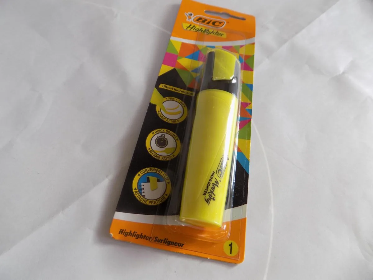 Highlighter Flat - Markeerpen met Variabele Lijnbreedte de BIC en Jaune – photo produit