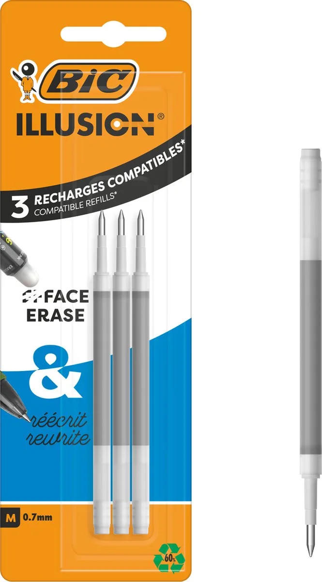 Illusion Penvulling - Navullingen voor Uitwisbare pen - Balpen met Warmtegevoelige Inkt - 3 stuks von BIC in Schwarz – Produktfoto